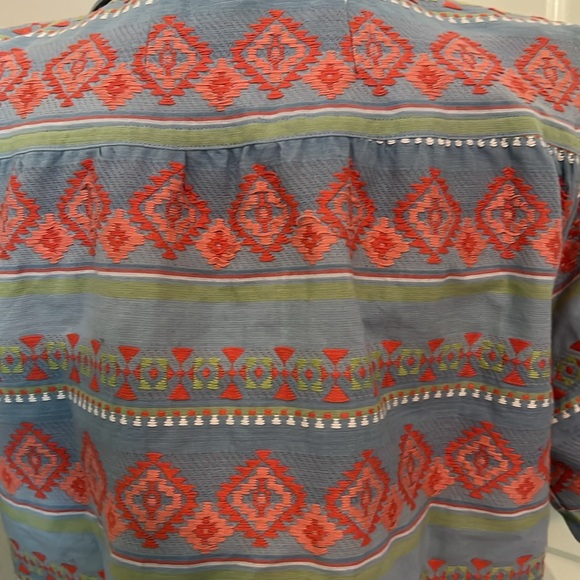 Tasha Pelosi crop jacket with sleeves to elbow, Concho buttons,blue and coral Lg - Picture 7 of 12